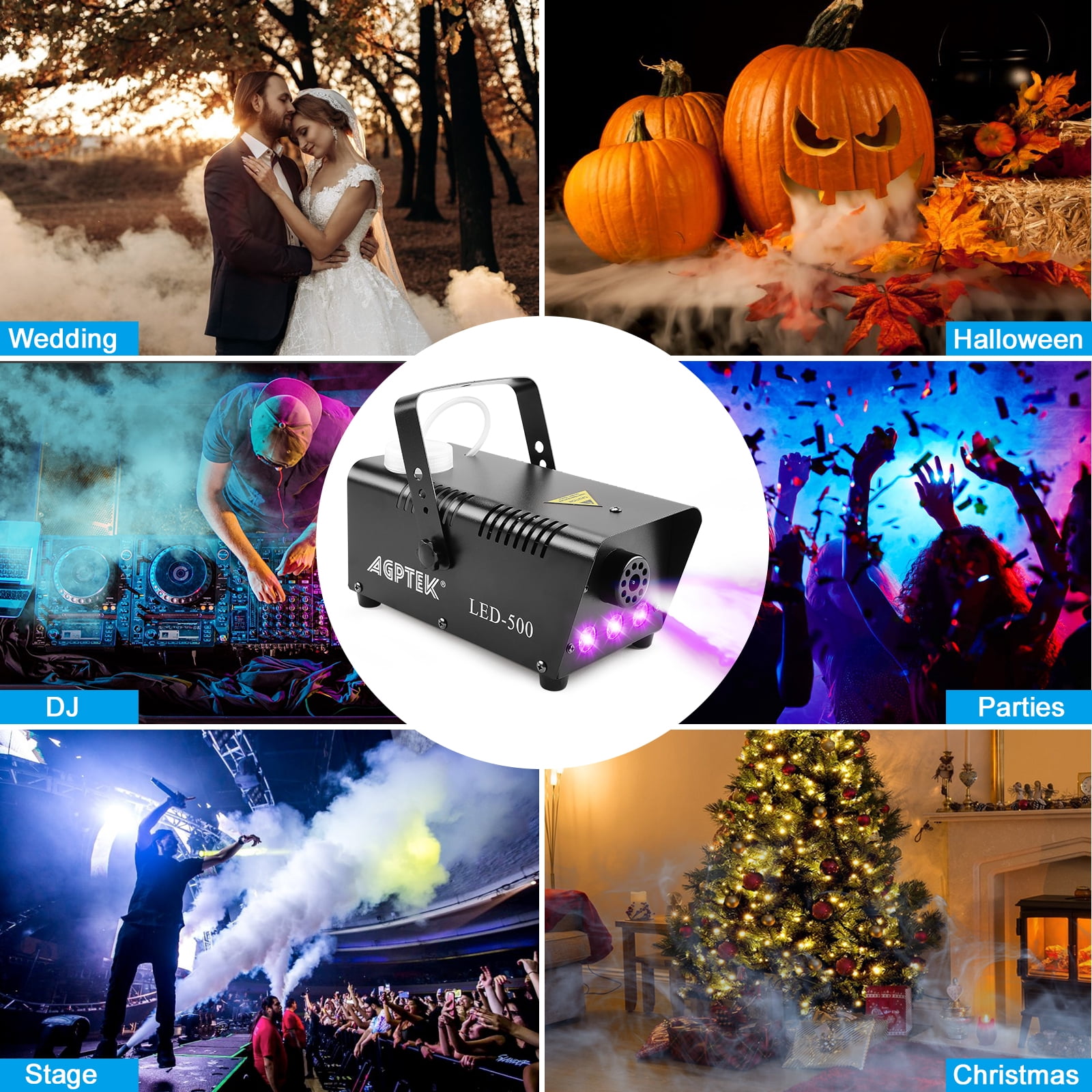 Fog Machine LED RGB Fogger Smoke Maker Party Halloween with Remote Controller