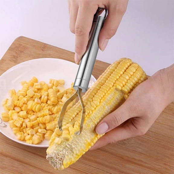 Qaailabf Stainless Steel Corn Peeler Kernel Remover - 304 Food Grade Cob Stripper Tool, Easy One-Motion Corn Thresher with Ergonomic Handle, Quick Kitchen Gadget for Corn Stripping, Dishwasher Safe