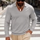 thumbnail image 1 of pstuiky camisa de manga larga para hombre, Blusa informal de manga larga con cuello en V y solapa para hombre, de color liso tops de invierno para hombre s, 1 of 6