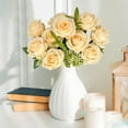 thumbnail image 6 of Artificial Silk Rose With Vase Flowers Wedding Flowers Bouquets Arrangement Home Centerpiece Table Decoration, 6 of 7