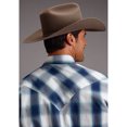thumbnail image 3 of Men's Stetson Shirt Snap 2 Pocket Plaid Ice Ombre - Blue, 3 of 3