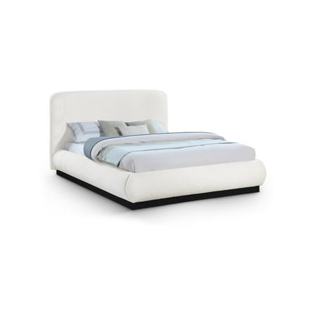 Meridian Furniture Rigby Cream Boucle Fabric King Bed