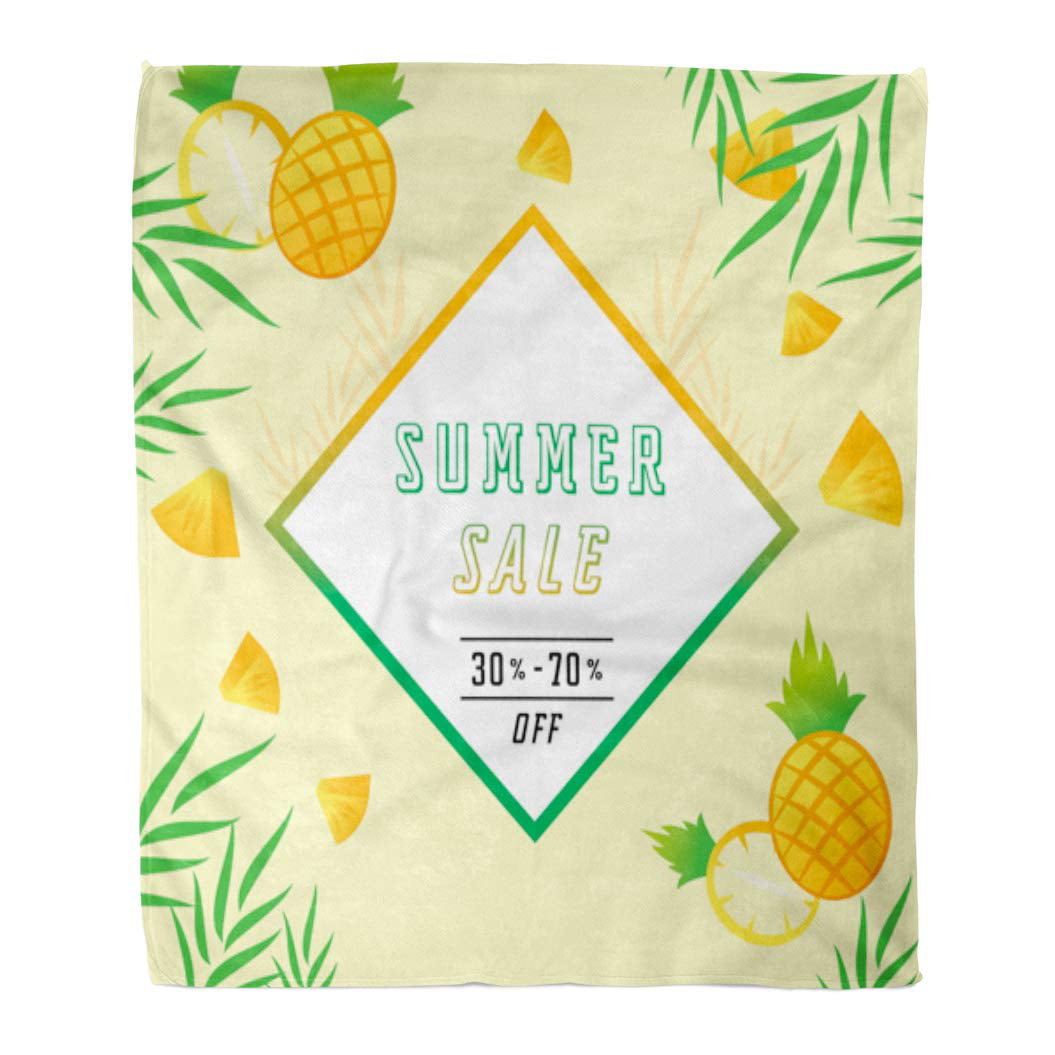 Summer Fruit Pineapple Sherpa Flannel Throw Blankets Thick Reversible Plush Fleece Blanket for Bed Couch Sofa Decor Watercolor,Ultra Soft Comfy Warm Fuzzy TV Blanket 