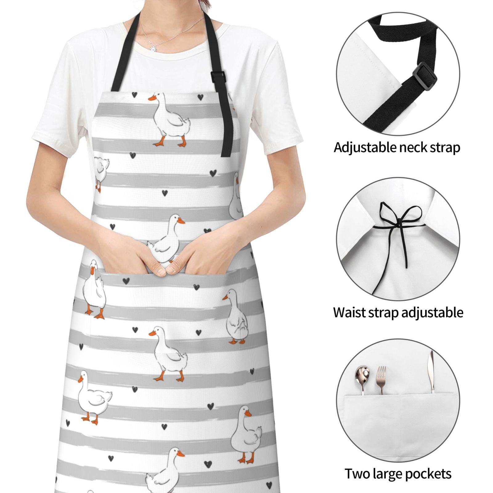 Kdxio Cute Goose Apron with Pockets Adjustable Kitchen Aprons for Men Women Waterproof Aprons for Cooking,Drawing,Crafting, Baking Household Cleaning