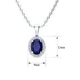 thumbnail image 4 of SuperJeweler 1 1/4 Carat Oval Shape Sapphire and Halo Diamond Necklace In Sterling Silver With 18 Inch Chain For Women, 4 of 6