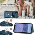 thumbnail image 4 of for iPhone 11 Phone Case Card Holder Wallet,Ring Stand,RFID-Blocking,Wrist Strap,Camera Lens Protector,Leather Shockproof Protective  Flip Cover for iPhone 11 (Blue), 4 of 14