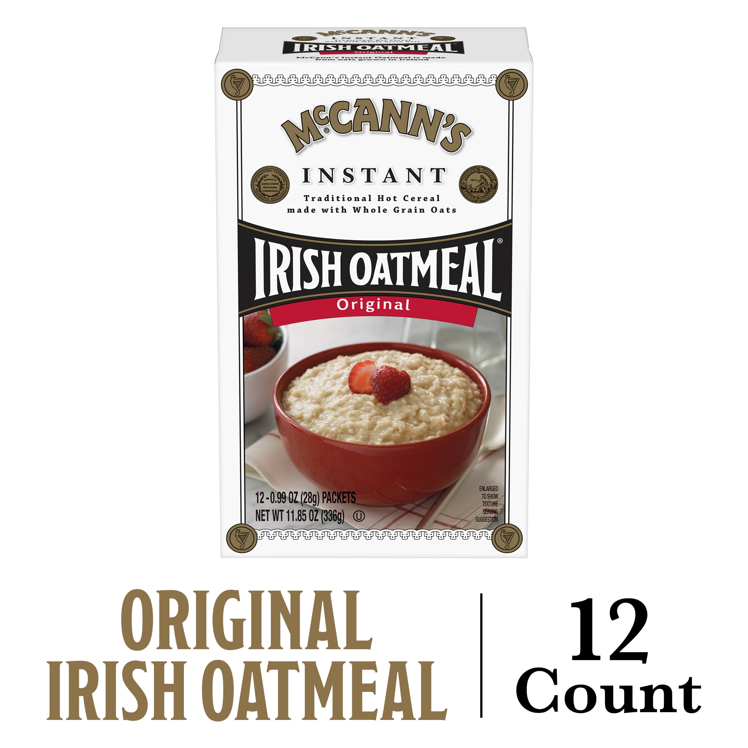 McCann's Regular Instant Irish Oatmeal, Instant Oatmeal, Kosher, 12 Count Box
