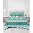 thumbnail image 3 of Turquoise Boho Queen Size Down Alternative Comforter, Lightweight Comforter Quilt Bedding Set with Pillow Shams Modern Abstract Art Floral Geometric All Seasons Bed Comforter Duvet Insert 90"x96", 3 of 7