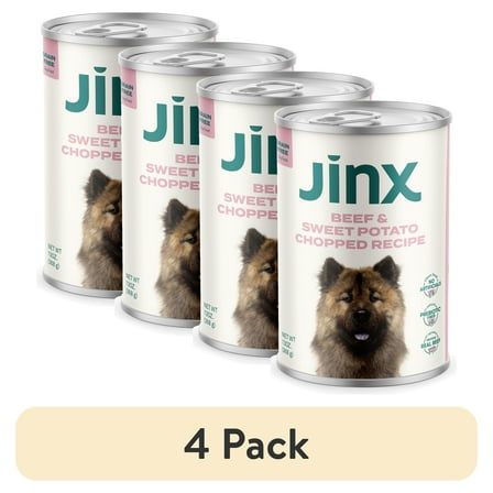 (4 pack) Jinx Chopped Beef Recipe Natural Wet Dog Food, Grain-Free, 13 oz. Can