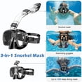 thumbnail image 4 of 2X Snorkel Mask Foldable Diving Mask Set with Dry and Camera Mount,Black, 4 of 8