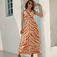 thumbnail image 5 of Tiger Print - Orange Womens Night Club Maxi Dress V Neck Sleeveless Bohemia Long Dresses, 5 of 9