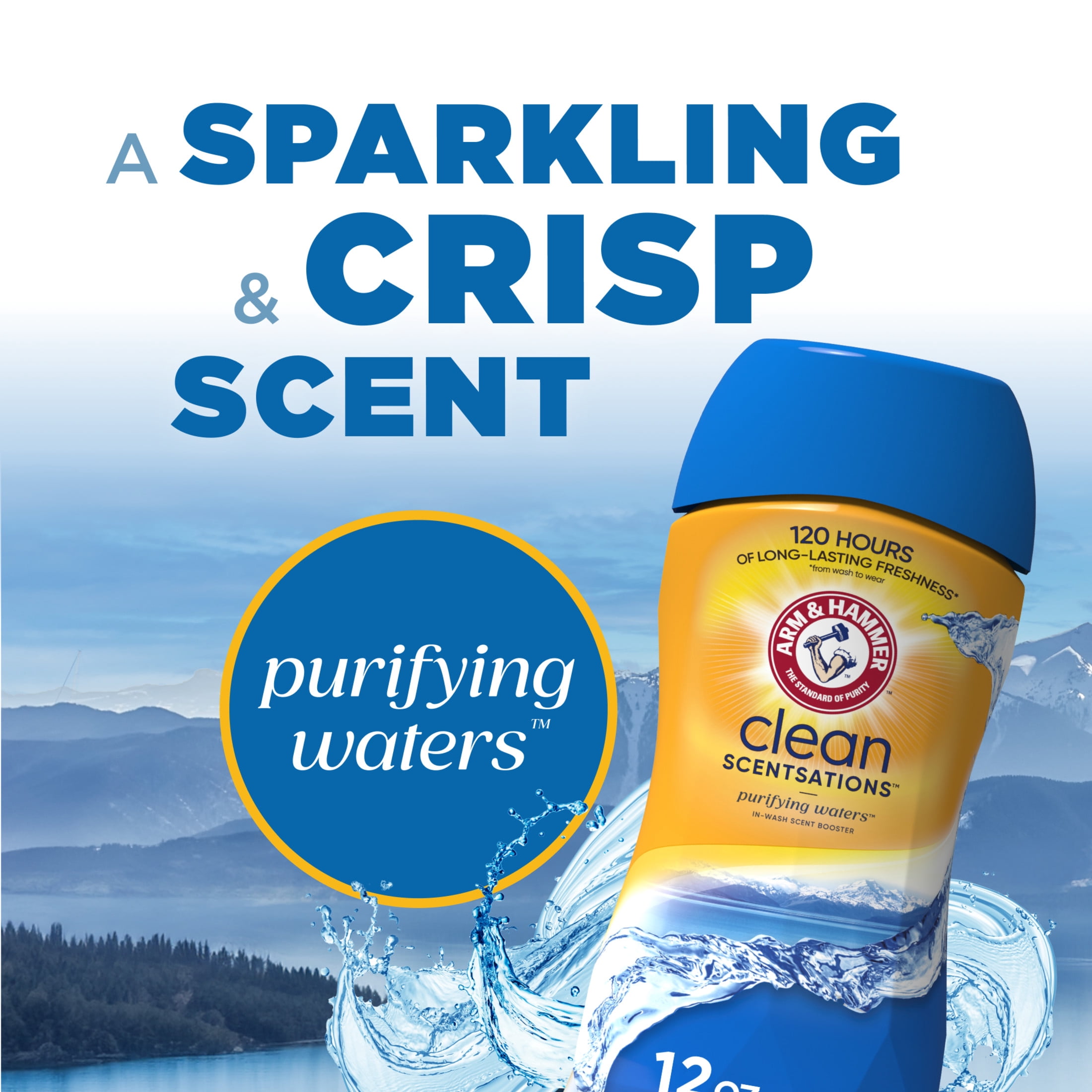 ARM & HAMMER Clean Scentsations In-Wash Scent Booster, Laundry Scent Booster Purifying Waters scent, 12 Oz