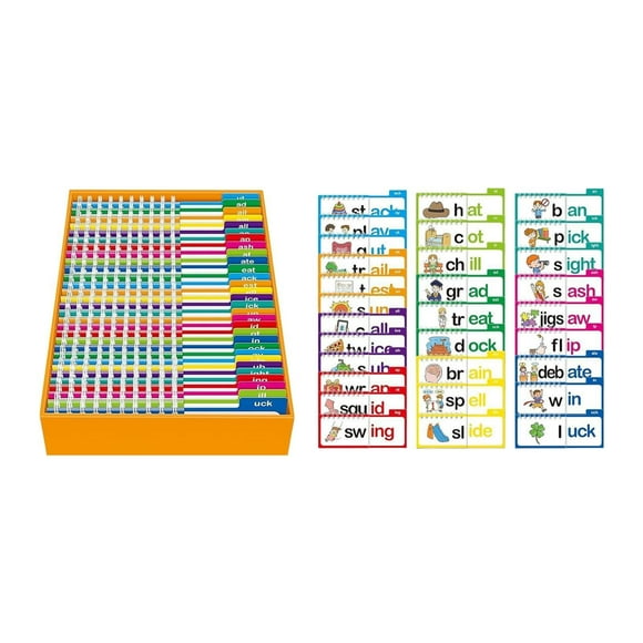 Bunblic Word Families Educational Word Recognition Phonics Flash Cards Read and Rhyming Flip Books for Early Learners Reading Games