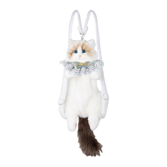 Bonita mochila de peluche con forma de gato, hecha a mano, divertida bolsa de animales de peluche para adultos amantes de las mascotas