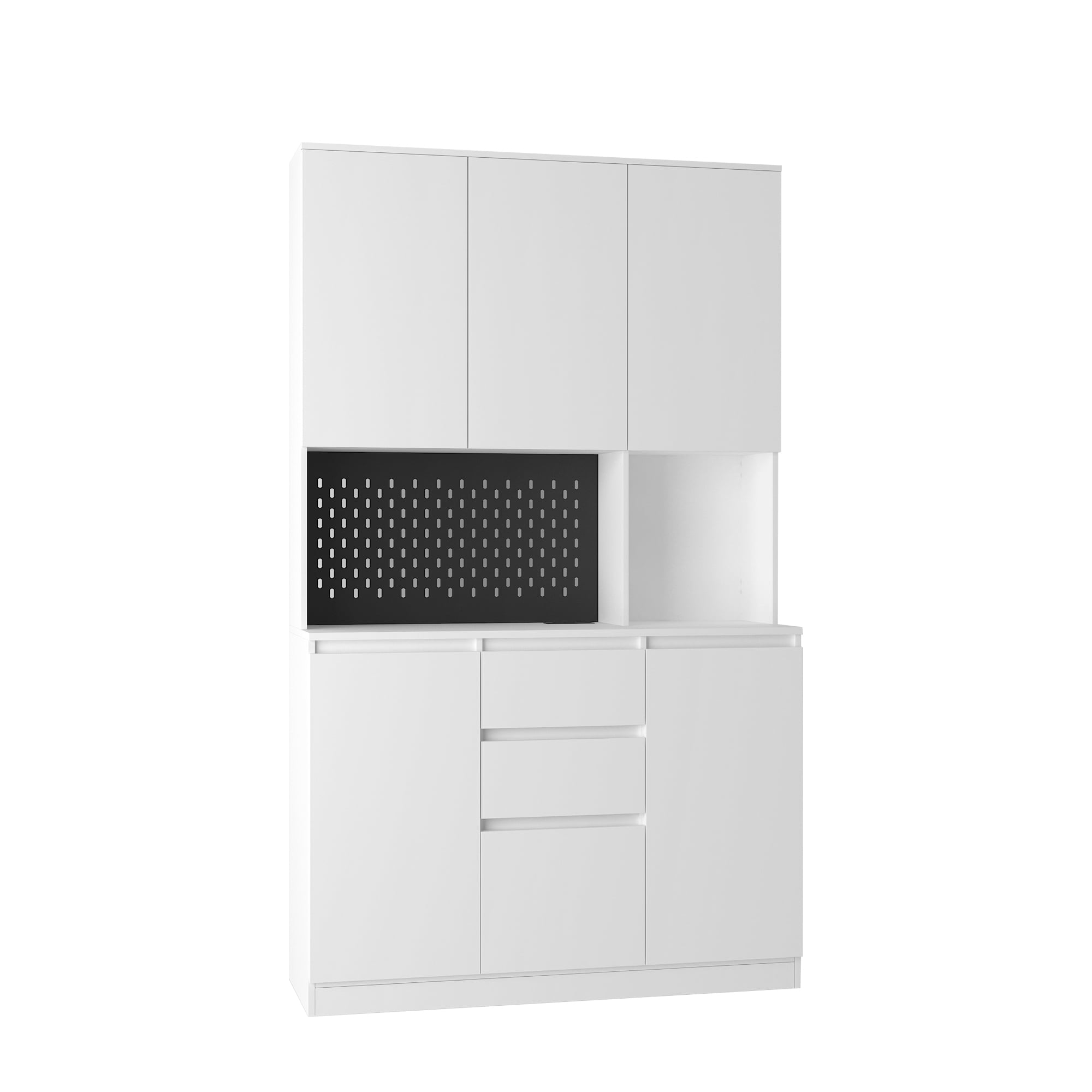 Aukfa 74" Freestanding Kitchen Pantry Storage Cabinet Cupboard with Power Outlet - White