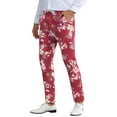 thumbnail image 4 of INSPIRE CHIC  Men's Floral Dressy Pants Flat Front Party Prom Flower Printed Slacks 30 Burgundy Pink, 4 of 6