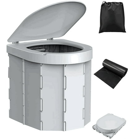 Toyoso Portable Toilet for Camping, Portable Potty for Adults, Porta Potty Travel Toilet Commode Bucket Toilet for Camping, Car, Travel, Outdoor, Hiking, Trips, Tent, Beach(Gray)