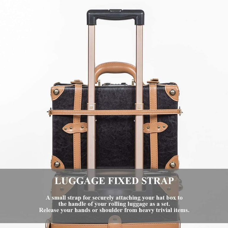 COTRUNKAGE 3 Piece Vintage Luggage Set TSA Lock Vintage Suitcase with  Spinner Wheels (13 20 26, Black)