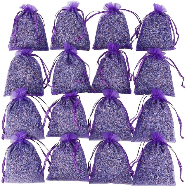 16 Bolsas De Lavanda Seca En Pequeñas Bolsas De Organza Lila -fragancia Casera
