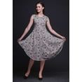 thumbnail image 5 of Bimba Gray Artistic Printed Knee Length Ladies Sleeveless Holiday Wear Tank Dress-XXX-Large, 5 of 6