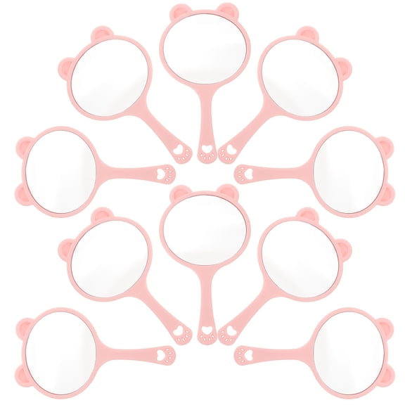 LOLIPPYY 10Pcs Compact Pink Handheld Mirror Cat Design Portable Makeup Mirror with Comfortable Handle
