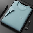 thumbnail image 3 of HOOMEUMY Men's Summer Solid Color Crew Neck Short Sleeve T-Shirt Basic Slim Fit Tee Stretch Casual Lightweight Breathable Tops Green 50, 3 of 6