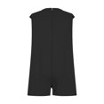 thumbnail image 4 of BiZtdJrK Sales of The Day Clearance Prime, Womens Short Rompers with Pockets for Summer Loose Sleeveless Pleated Tie Front V Neck Jumpsuits Casual Loose Fit Solid Color Jumper Shorts Black XXL, 4 of 8