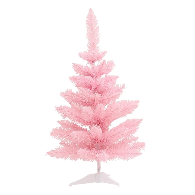 Minkissy 4Set Pink Multi Color Christmas Tree Decor PVC Iron Wire LED Lighting Festive Decoration 23.6*7.9*7.9in
