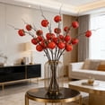 thumbnail image 5 of Artificial Persimmon Pomegranate Fruit Branches, Realistic Plump Fruit Bendable Leafs, Faux Fruit Leaf for Living Room Window Wedding Decor Photography Props Home Display, D, 5 of 5