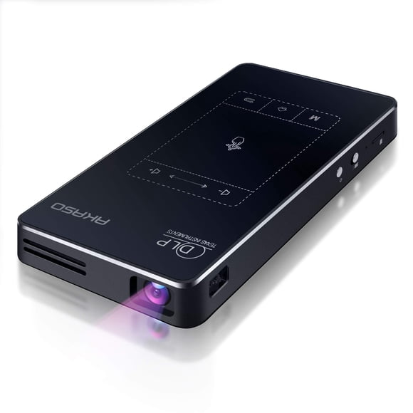 AKASO - Miniproyector, proyector portátil de bolsillo WT50 DLP con WiFi, Android 7.1, pantalla compartida inalámbrica y por cable, diseño de panel táctil, reproducción de vídeo de 1080P, picoproyector