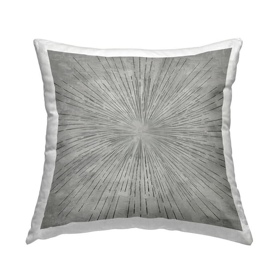 Stupell Industries Burst of Grey Abstract Square Decorative Printed Throw Pillow, 18 x 18