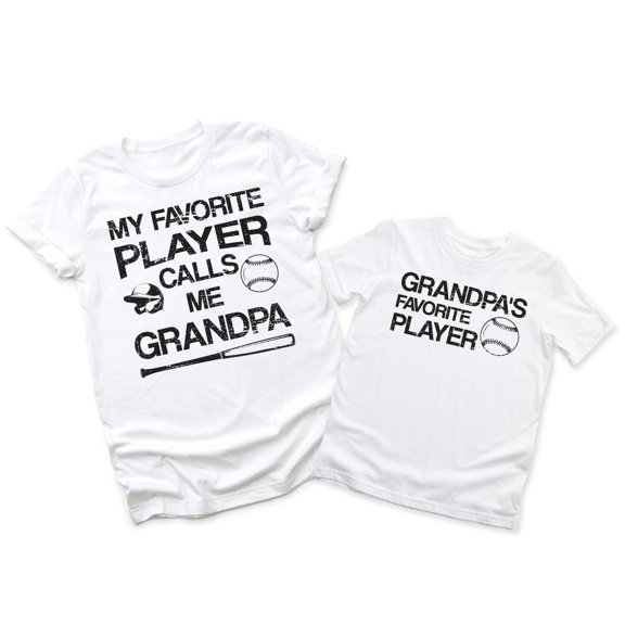 My Favorite Player Calls Me Grandpa Men's T-Shirt Baseball Softball Graphic Tee Grandpa's Favorite Player Kids Toddler Shirt Youth