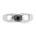 thumbnail image 4 of 14K White Gold Ring Band Men's Diamond Round Black Mens, Size 6, 4 of 5
