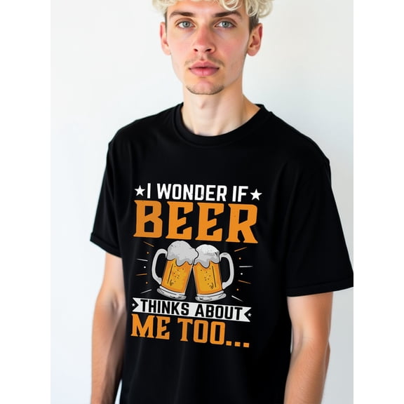 Beer Thoughts T-Shirt Mens t-shirt black top funny Daytime and weekend wear For summer Casual Daily Wear Trendy Unisex Shirt Printed tshirts