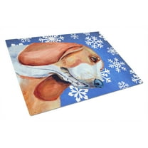 Carolines Treasures LH9287LCB Basset Hound Winter Snowflakes Holiday Glass Cutting Board Large, 12H x 16W, multicolor