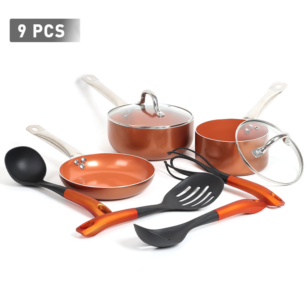 FGY 2.5 quart Hard-Anodized Nonstick copper pan with lid stainless steel handle 