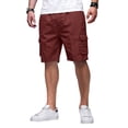 thumbnail image 2 of Cargo Shorts for Men Relaxed Fit Fishing Chino Shorts with Pockets Knee Length Summer Casual Work Bermudas,Wine,3XL, 2 of 8