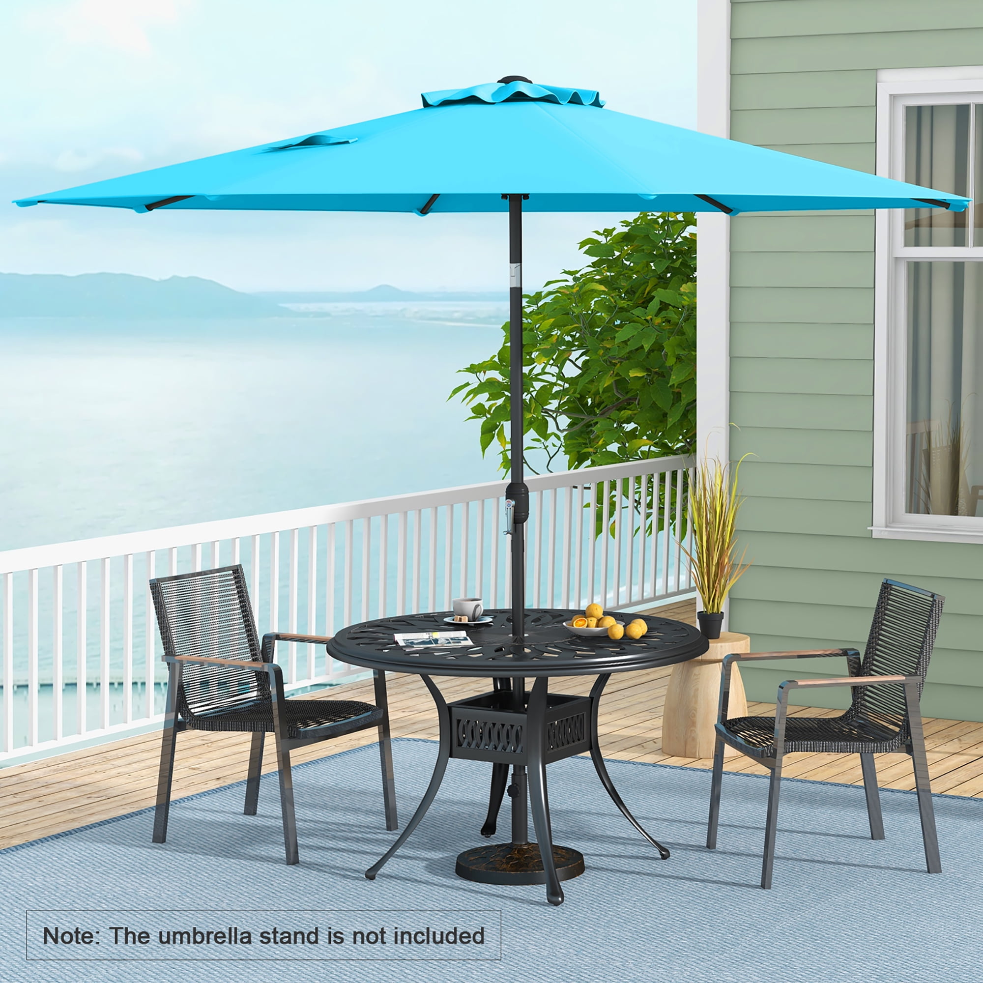 Gymax 300 CM Patio Umbrella Heavy Duty Market Umbrella w/ Tilt Mechanism Crank Handle Blue