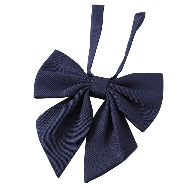 Xfvqtps Girls Bow Tie Solid Color Bowties Adjustable Neckties for Uniform School Party Navy