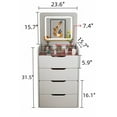 thumbnail image 6 of Small Vanity Desk with Flip Top Mirror and Lights, 3 in 1 Makeup Table with Glass Desktop, 3 Drawers and Stool Storage, Multifunction Dressing Table for Bedroom (White), 6 of 7