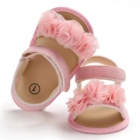 

Baby Girls Sandals Baby Toddler Soft Sole Lace Embellished with Velcro Closure Toddler Shoes