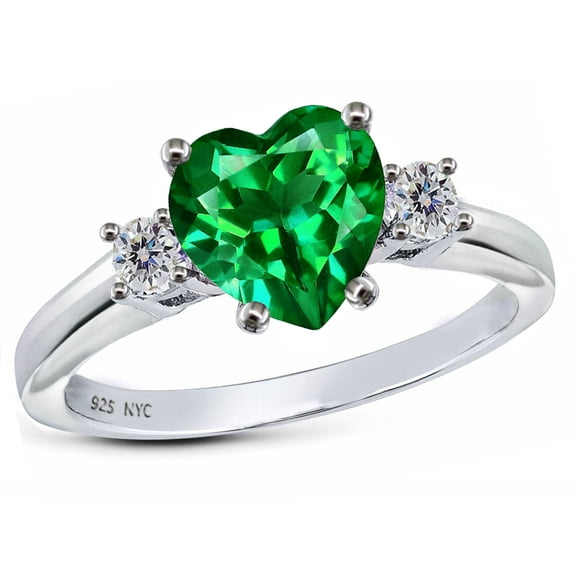 Star K� 8mm Heart Shape Simulated Emerald Ring