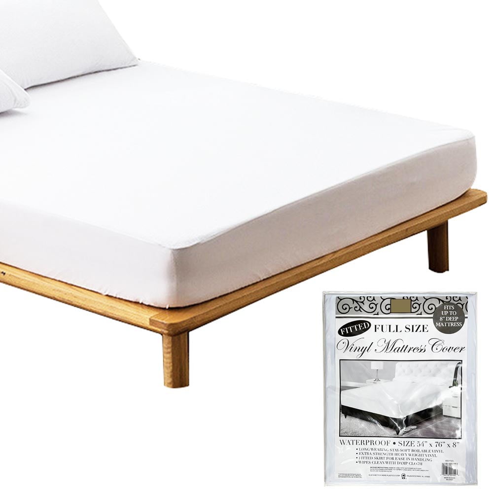 Plastic Mattress Protector Full Size Bed Heavy Duty Vinyl White Cover Waterproof