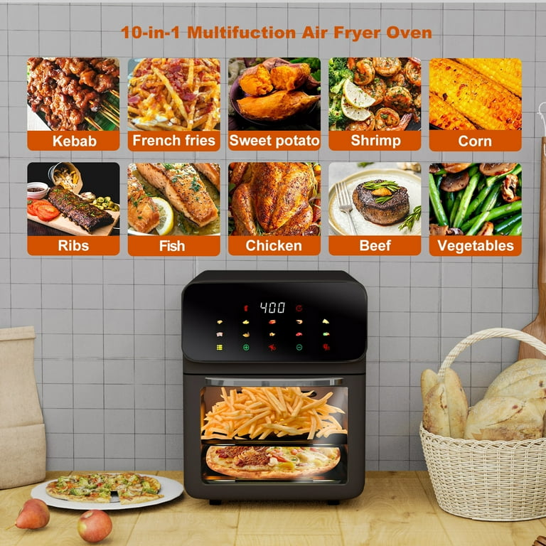 Bluebow Air Fryer Oven 12QT, 10-in-1 Multifunction, Digital