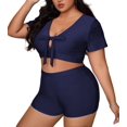 thumbnail image 1 of Control de vuelco del bañador de Dos Piezas de Cintura Alta y Manga Corta para Mujeres Azul oscuro 2XL Azul oscuro 2XL Xishao ropa, 1 of 2