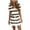 Brown, variant on LLYwey Womens Drawstring Waist Striped Dresses - Summer Causal Loose V-Neck Short Sleeve T Shirts Mini Short Dress with Pockets, Sun-20, Blue, L