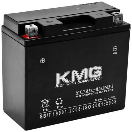 KMG Yamaha 650 XVS650 V-Star All 1998-2011 YT12B-BS Sealed Maintenace Free Battery High Performance 12V SMF OEM Replacement Maintenance Free Powersport Motorcycle ATV Scooter Snowmobile (Best Lightweight Motorcycle Battery)