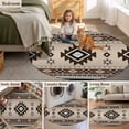 thumbnail image 6 of 8ft Washable Large Round Rug, Aztec Non-Slip Circle Area Rug for Living Room Dining Room, Brown Southwest Wind Bohemian Ethnic Wind Indoor Floor Mat for Home Decor, 6 of 9