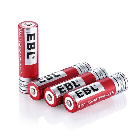 EBL 4-Pack 18650 Battery 3000mAh 3.7v Lithium-ion Rechargeable