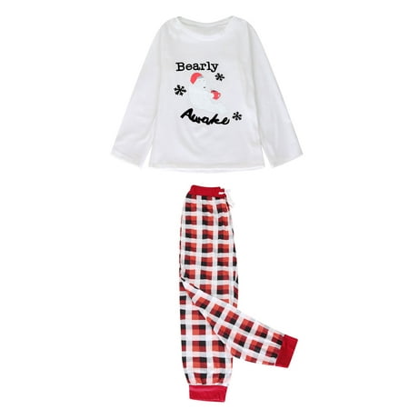 

Tepsmf Christmas Pajamas For Family Christmas Parent-Child Wear Fashion Lattice Bear Print Family Pajamas Home Service Parent-Child Suit Mom Satin Pajamas Women White